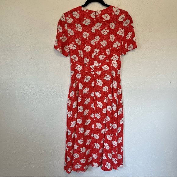 Boden Ruth Rosehip Primrose Floral Midi Dress Red Polka Dot 2R - Picture 9 of 15